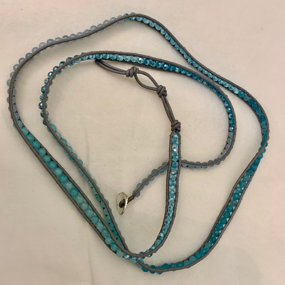 Bead & Leather Wrap Bracelet